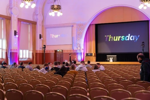 The congress hall starting to fill up on Thursday