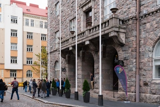 Some of the attendees outside Paasitorni