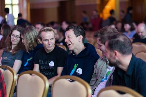 Some audience members having a laugh