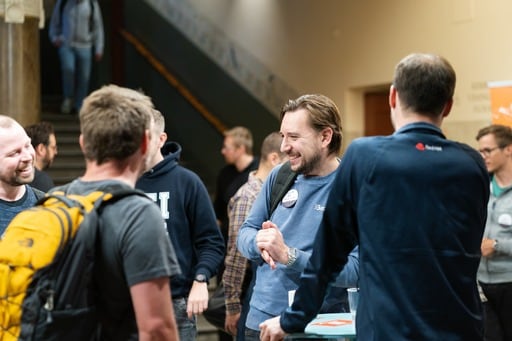 Foyer crowd getting coffee